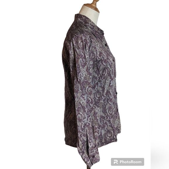 Woolrich Vintage Purple and Gray Patterned Button Down Shirt - Picture 5 of 6